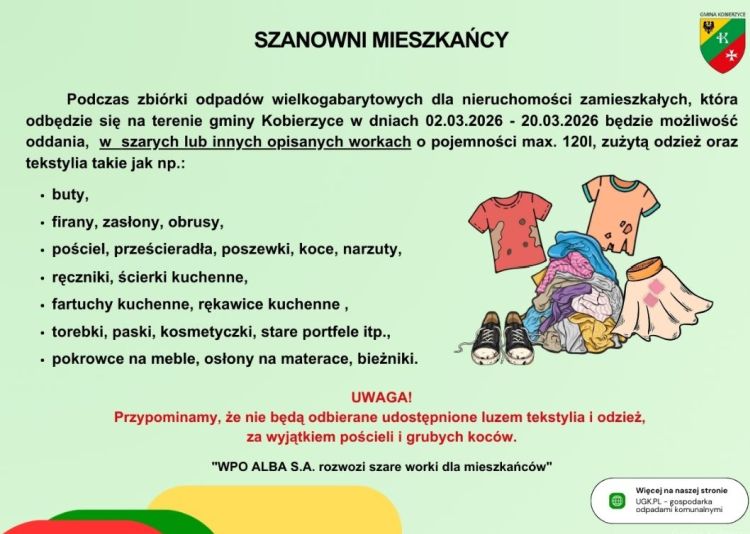 plakat informacyjny o wywozie odpadów wielkogabarytowych 