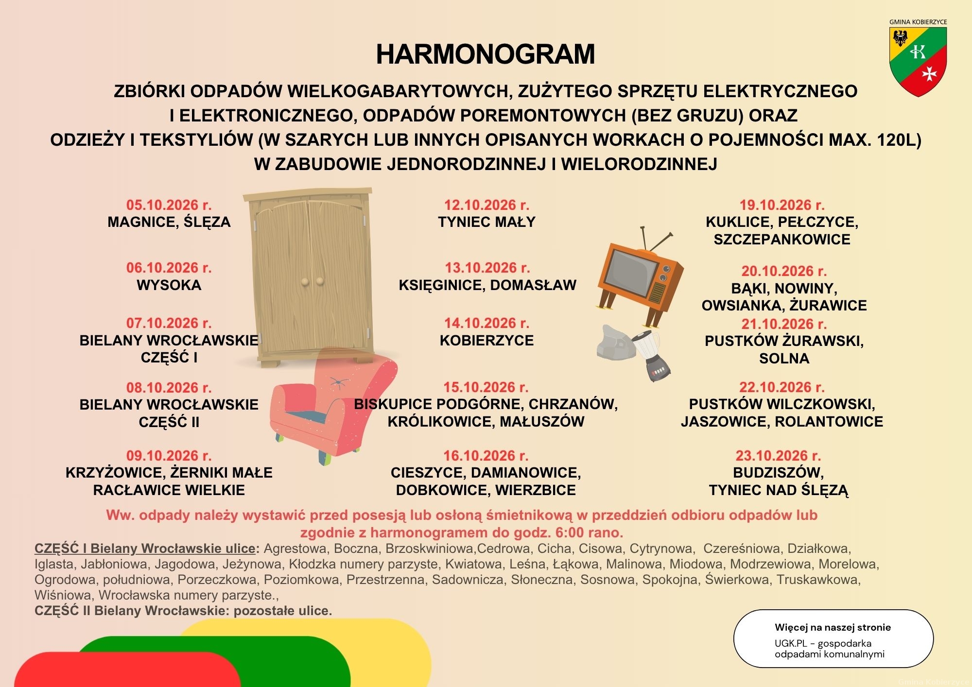 Informacja o zasadach odbioru odpadów wielkogabarytowych - 2026r